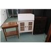 Image 1 : Three pieces of small furniture including painted side table, painted child sized fall front desk an