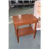Image 5 : Three pieces of small furniture including painted side table, painted child sized fall front desk an