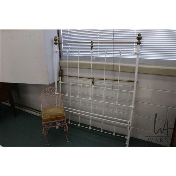 Antique wrought iron chair with upholstered cushion seat 18" in height, suitable for a vanity or chi