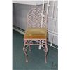 Image 2 : Antique wrought iron chair with upholstered cushion seat 18" in height, suitable for a vanity or chi