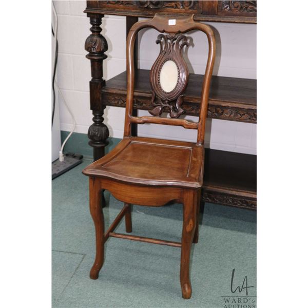 Antique Chinese rosewood chair with marble cameo insert