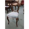 Image 1 : Antique Victorian balloon back chair with curved supports, carved decoration and upholstered seat
