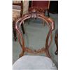 Image 2 : Antique Victorian balloon back chair with curved supports, carved decoration and upholstered seat