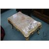 Image 2 : Louis XV baroque style gilt wood coffee table with marble top and decorative skirt and supports, 20"
