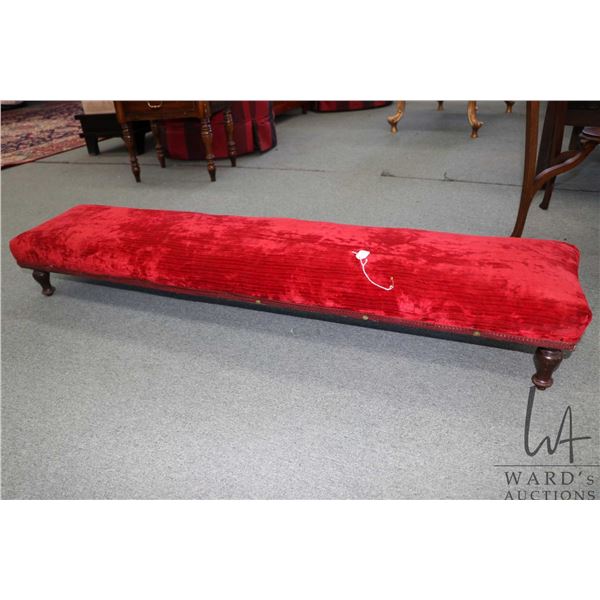 Antique Victorian long, low foot stool 8" in height, 50" X 11"
