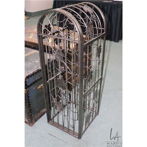 Modern multi bottle wine rack grape and leaf decoration on panels and door