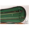 Image 3 : Selection of collectibles including vintage violin with 2 bows, chin rest, and leather wrapped case,