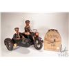 Image 1 : Vintage collectible police motorcycle with side car sculpture, 16" tall and 19" long, and a small vi