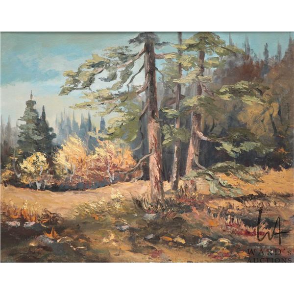 Fanny Tynebuin, framed acrylic on board painting titled "Fall In Seebe" 15-1/2" x 19-1/2"