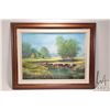 Image 2 : Anna Zoldi, framed acrylic on canvas painting of a spring creek and meadow scene 17-1/2" x 23-1/2"