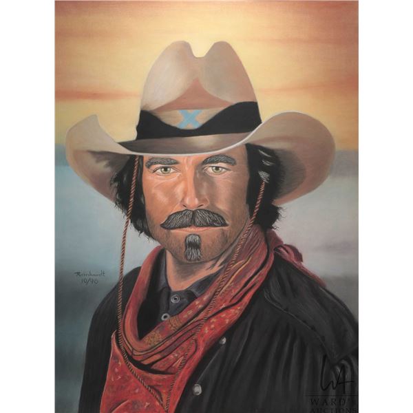 Reinhardt, framed original pastel on paper portrait of a cowboy, dated 10/90 27-1/2" x 21-1/4"
