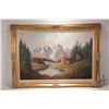 Image 2 : K. Schmidt. Konrad, gilt framed oil on canvas painting of a mountain creek scene 23" x 35"