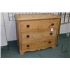 Image 1 : Pine wood three drawer dresser, 31" H X 36" W X 17" D