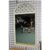 Image 1 : White painted fret wood style wall mirror, 52" H X 28 1/2" W