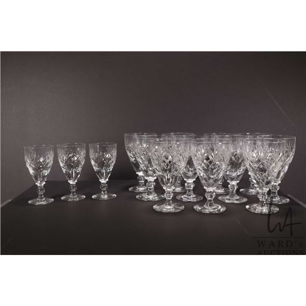 Selection of vintage Webb & Corbett "Georgian" crystal stemware including eleven claret and three sh