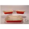 Image 1 : Three Le Creuset stoneware baking dishes including loaf pan, 12" casserole dish and a 15" lasagna pa