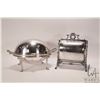 Image 1 : Antique silver-plate biscuit warmer and revolving chafing dish