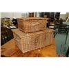Image 1 : Two vintage wicker picnic baskets including 23" X 11" X 15", and 16" X 8" X 11"