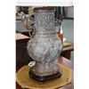 Image 3 : Two heavy bronze Chinese style lamps consignor purports "featuring archaic-style case bronze ritual 