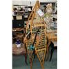 Image 1 : Pair of 58" long Huron snow shoes with leather bindings, appear unused