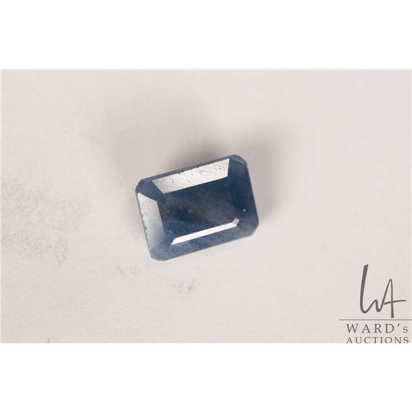 6.67 ct. Madagascar blue sapphire octagon cut gemstone with certificate provided by consignor