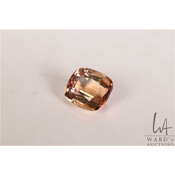 16.73 ct. Imperial topaz cushion cut gemstone with certificate provided by consignor