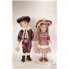 Image 1 : Two handmade reproduction dolls including A. T. 14 "Rentelle" with bisque head, threaded blue glass 
