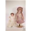 Image 1 : Two handmade reproduction dolls including Circle Dot Bru "Estelle", bisque head with threaded blue g