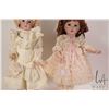 Image 4 : Two reproduction bisque dolls including Long face Jumeau with threaded glass eyes and mohair wig on 