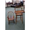 Image 1 : Windsor style child's high chair for doll or teddy bear use and a matching child's rocking chair