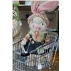 Image 4 : Three decor Easter rabbits including 24" mum and dad plus baby and a metal miniature shopping cart