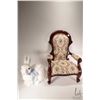 Image 1 : Child sized Victorian upholstered arm chair and a large glazed ceramic rabbit