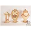 Image 1 : Three pieces of vintage/ antique Royal Worcester blush ivory including 8" vase with handpainted flow