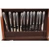Image 2 : Wooden canteen containing a selection of Rogers Bros. Daffodil silver plate flatware including setti