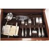 Image 3 : Wooden canteen containing a selection of Rogers Bros. Daffodil silver plate flatware including setti