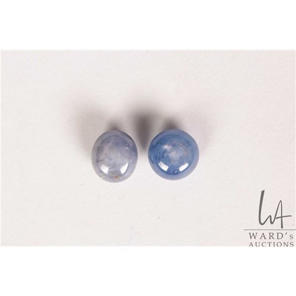 Pair of natural blue star sapphire oval cut gemstones, total 7.12 cts. with certificate provided by 