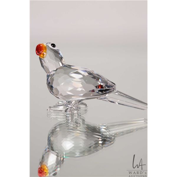 Swarovski crystal "Parrot" no. 290447, 1 1/2" height. From the Feathered Friends Collection. Include