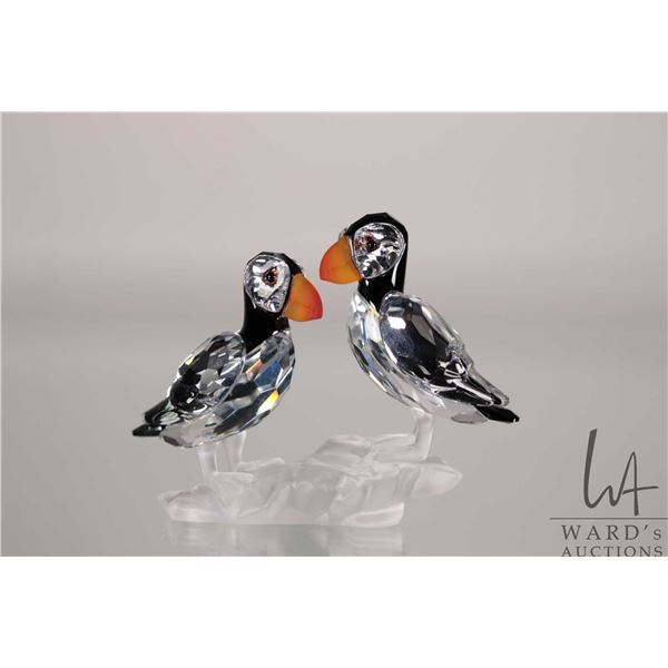 Swarovski crystal "Atlantic Puffins" no. 261643, 2 1/2" height. From the Feathered Friends Collectio