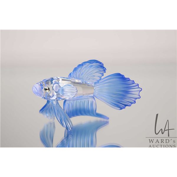 Swarovski crystal "Siamese Fighting Fish" no. 236718, 2 1/4" in height. Hand signed and from the Sou