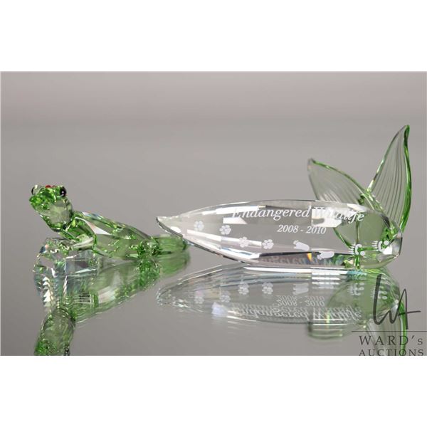 Swarovski crystal "Gecko" no. 905541, 2 1/2" in height and "Endangered Wildlife" crystal plaque, no.