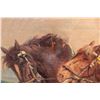 Image 3 : Two large framed oil on canvas paintings including one depicting horse logging, 25-1/2" X 36" and a 