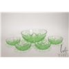 Image 1 : Vintage Uranium glass dessert set including serving bowl and four nappies, note: one nappy is cracke