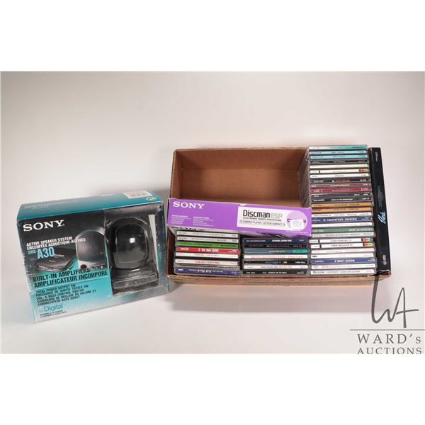 Vintage Sony Discman, Sony Active Speaker System and forty CDs including Rock, Classical etc.