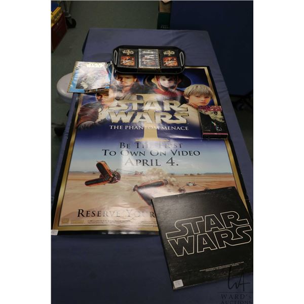 Selection of Star Wars collectibles including two Star Wars The Phantom Menace VHS tapes, a French L