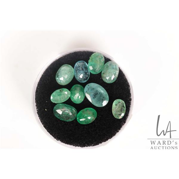 Parcel of mixed loose cut emerald gemstones, 10.5ct total weight with certificate provided by consig