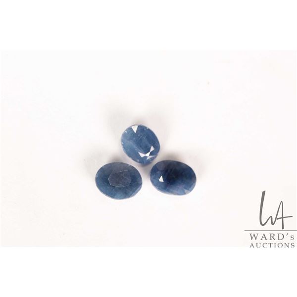 Three oval mixed cut loose natural Madagascar sapphires, 10. 46 cts total weight with certificate pr