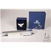 Image 1 : Swarovski crystal beaded bee and a stylized Swarovski deer brooch plus a Swarovski ball point pen