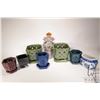 Image 1 : Six ceramic plant pots including matching 7 1/4" diameter pot and two wall pockets including Italian