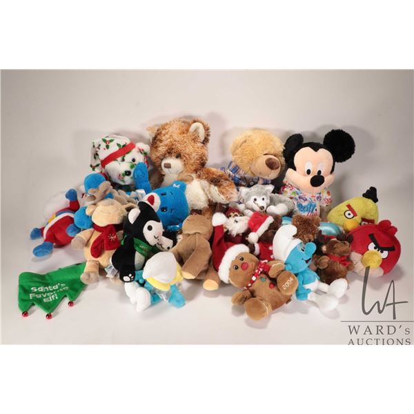Selection of teddy bears and stuffies including Disney, Ty Beanie Buddy, Angry Birds etc.