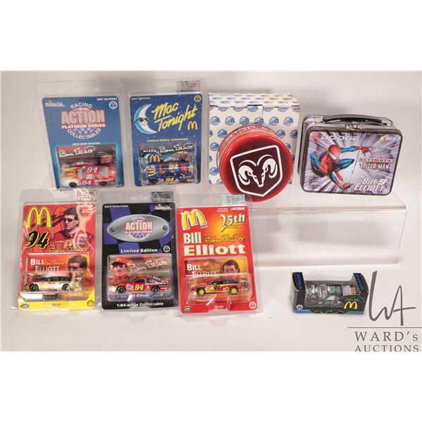 Eight limited edition 1:64th scale Action collectible Bill Elliot die cast cars including Spiderman 